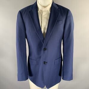 ARMANI COLLEZIONI Size 40 Blue Black Houndstooth Wool Sport Coat